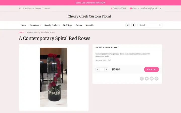 /products/a-contemporary-spiral-red-roses — Cherry Creek Custom Floral