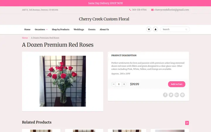 /products/premium-dozen-red-roses — Cherry Creek Custom Floral