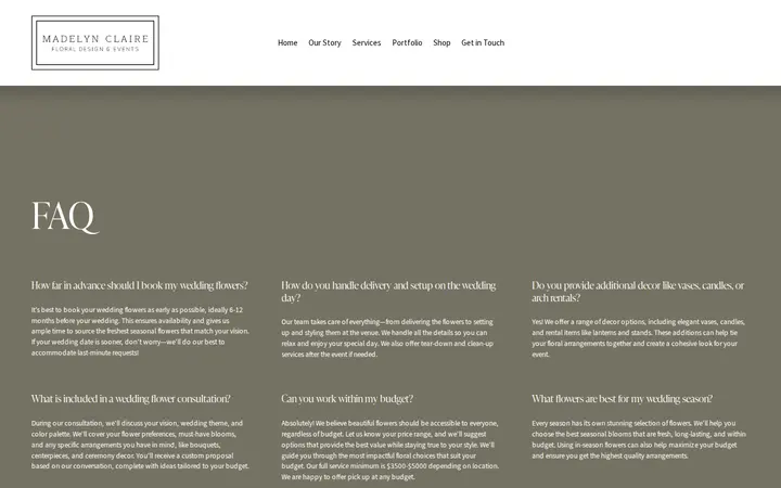 /faq — Madelyn Claire Floral Design & Events