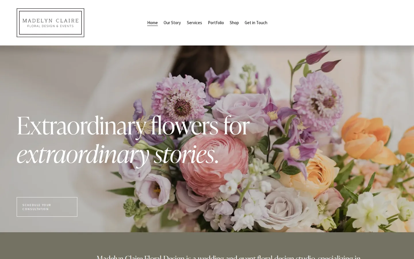 Captured website of Madelyn Claire Floral Design & Events