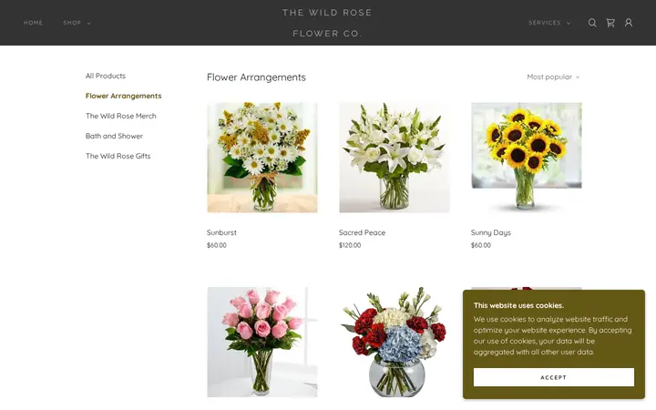 /the-wild-rose-store/ols/categories/flower-arrangements — The Wild Rose Flower Co.