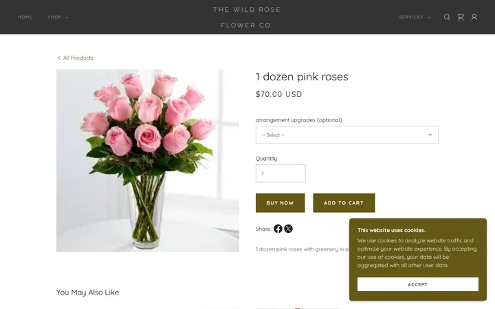 /the-wild-rose-store/ols/products/1-dozen-pink-roses — The Wild Rose Flower Co.