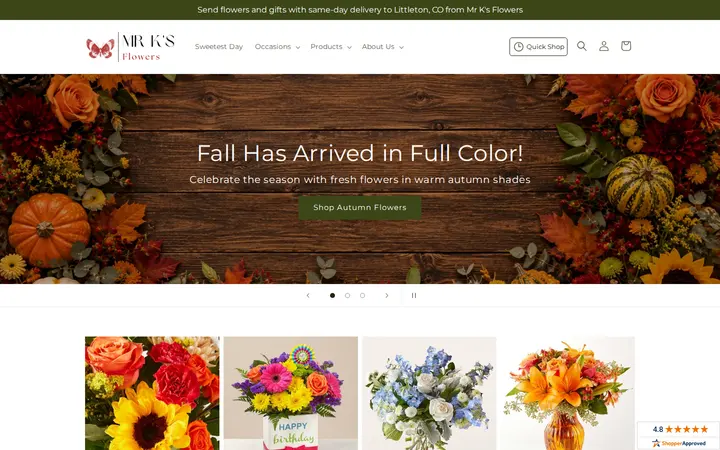 Website of Mr K's Flowers