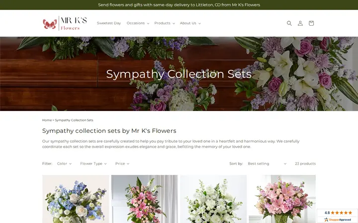 /collections/sympathycollectionsets — Mr K's Flowers