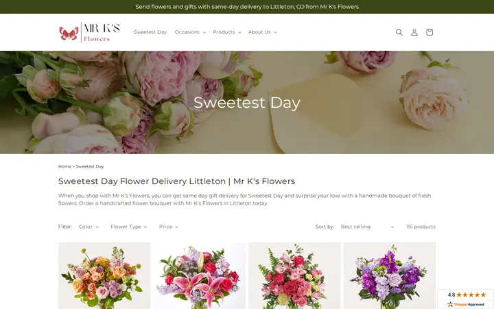 /collections/sweetestday — Mr K's Flowers