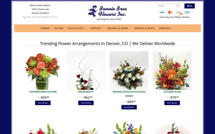 Website of Bonnie Brae Flowers Inc.