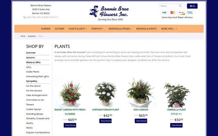 /shop/sympathy/sympathy-plants — Bonnie Brae Flowers Inc.
