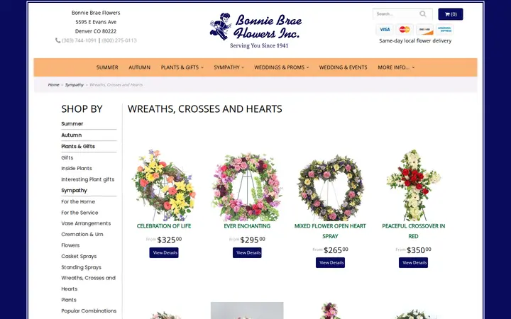 /shop/sympathy/wreaths-crosses-and-hearts — Bonnie Brae Flowers Inc.