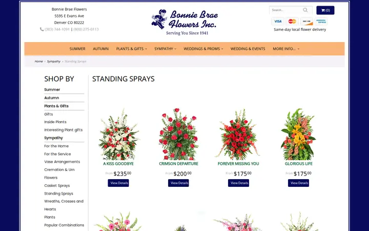 /shop/sympathy/standing-sprays — Bonnie Brae Flowers Inc.