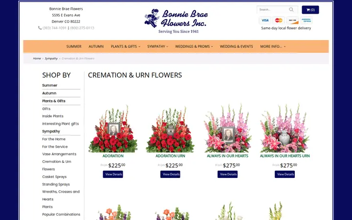 /shop/sympathy/cremation-urn-flowers — Bonnie Brae Flowers Inc.