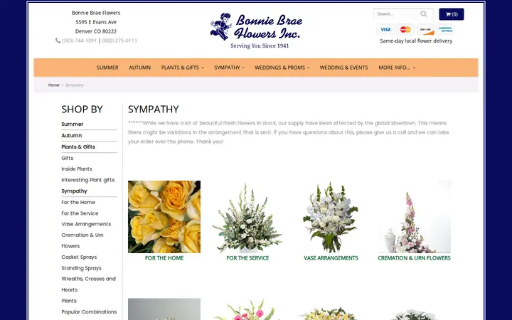 /shop/sympathy — Bonnie Brae Flowers Inc.