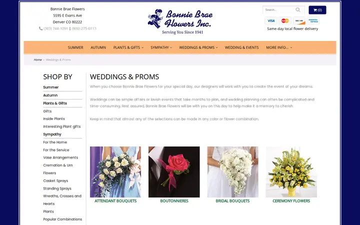 /shop/weddings-proms — Bonnie Brae Flowers Inc.