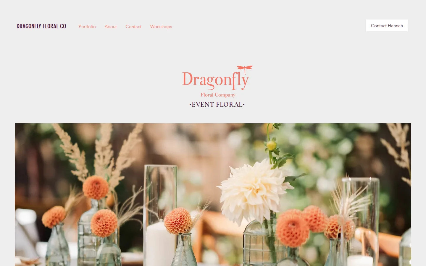 Captured website of Dragonfly Floral Company