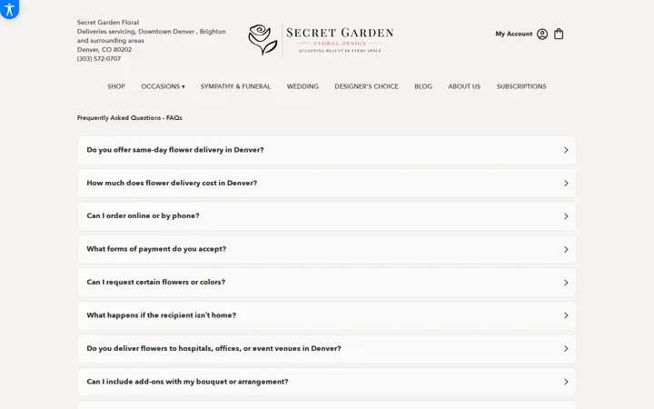 /faq — Secret Garden Floral