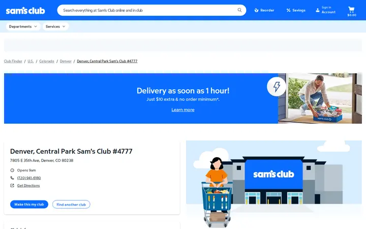Website of Sam's Club Floral