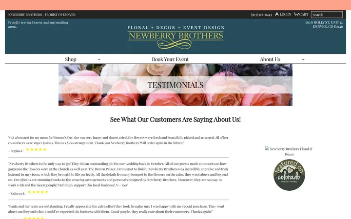 /testimonials — Newberry Brothers Florist