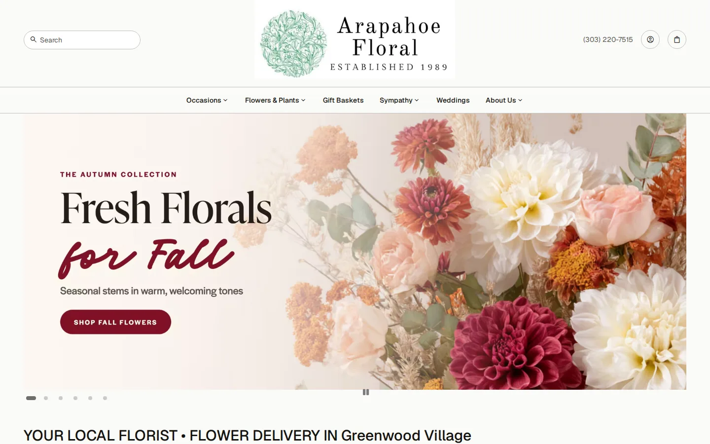 Captured website of Arapahoe Floral
