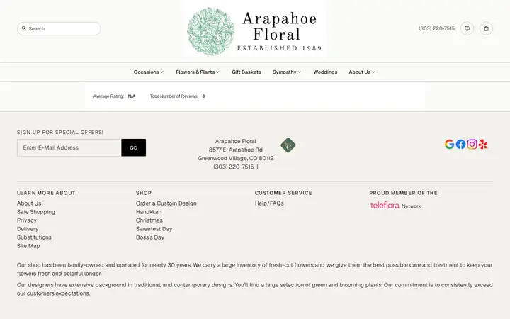 /Reviews — Arapahoe Floral