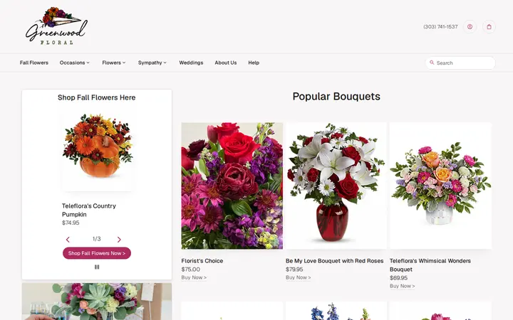 Website of Greenwood Floral