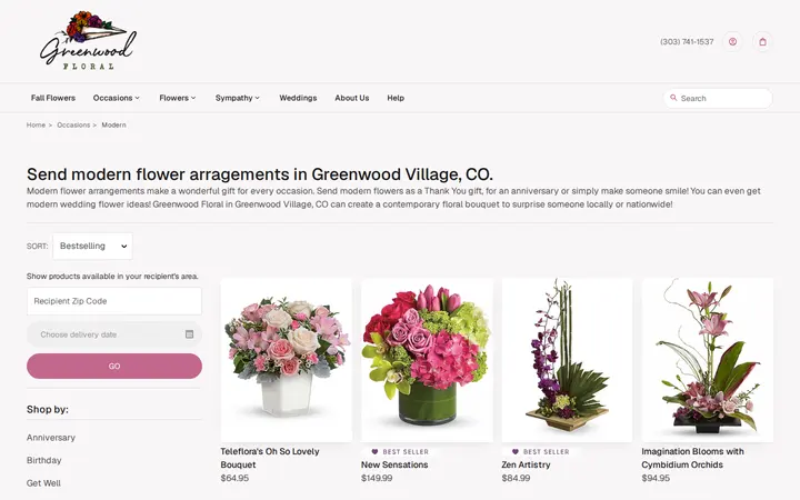 /modern/cat1080001 — Greenwood Floral