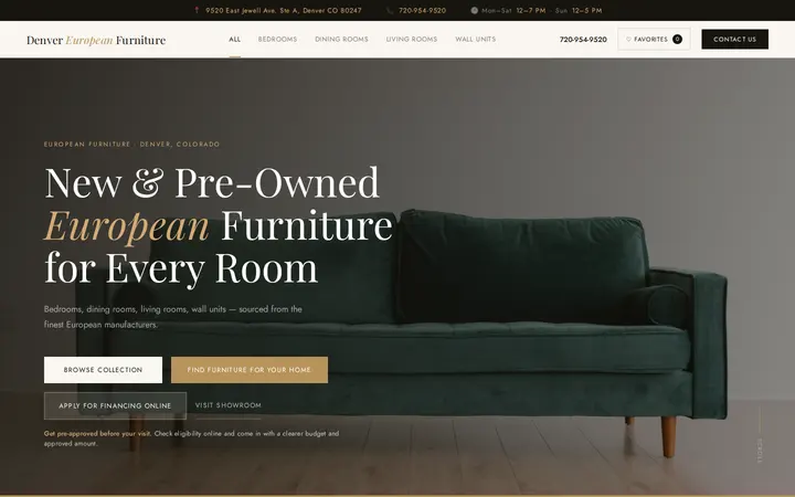 Website of Denver European Furniture