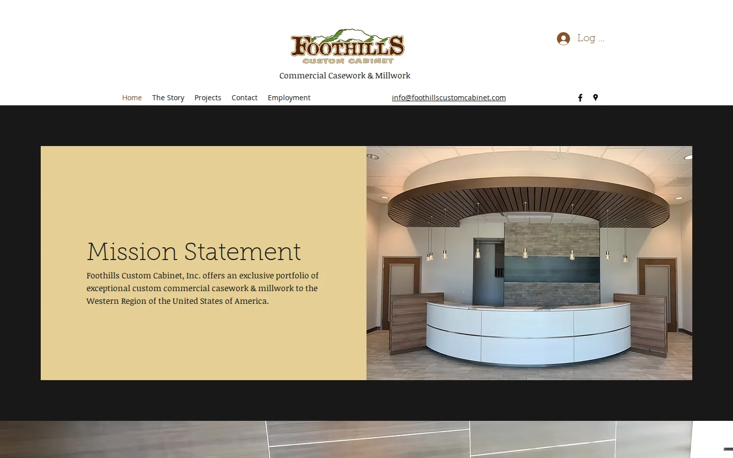 Captured website of Foothills Custom Cabinet