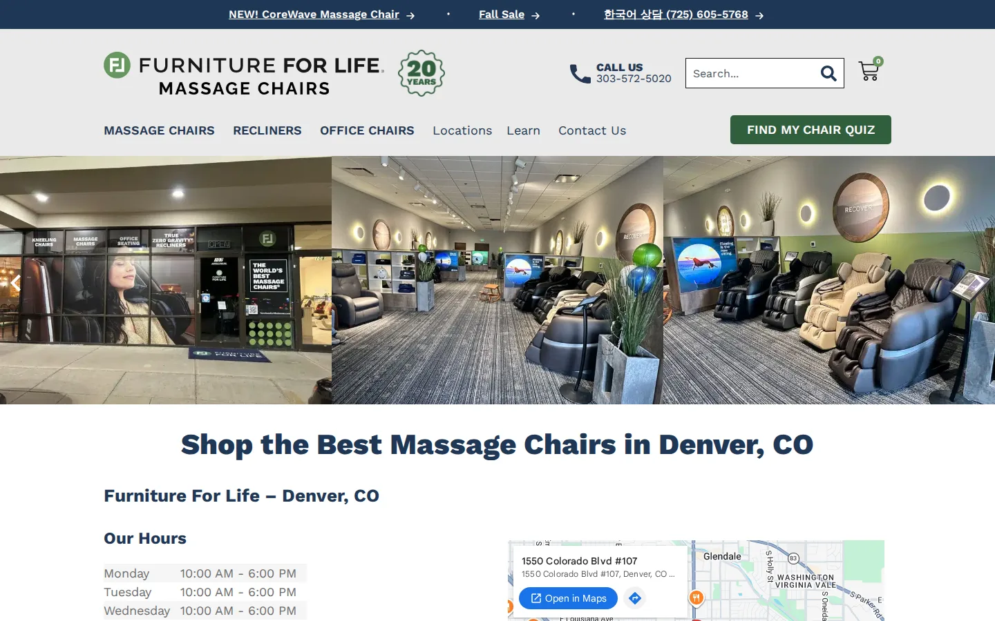 Captured website of Furniture For Life - Massage Chairs