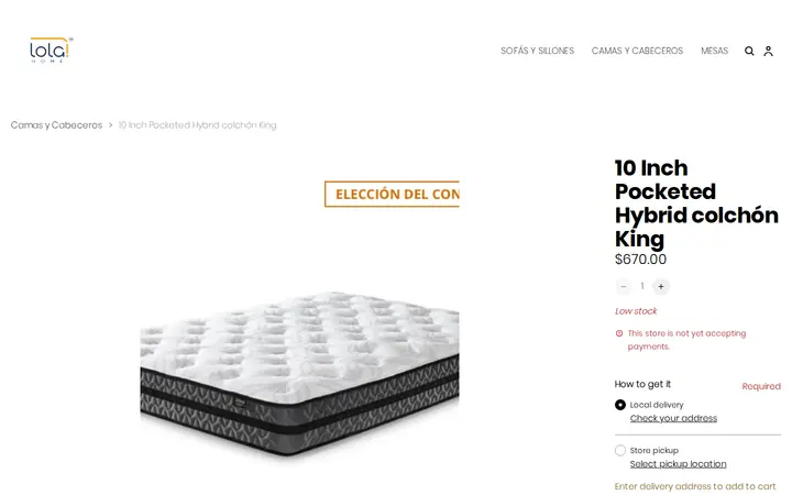 /product/10-inch-pocketed-hybrid-colch-n-king/480 — Lola Home Furniture
