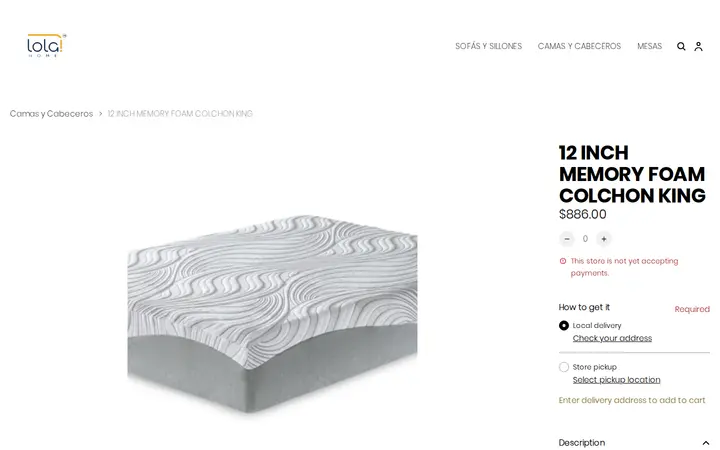 /product/12-inch-memory-foam-colchon-king/708 — Lola Home Furniture