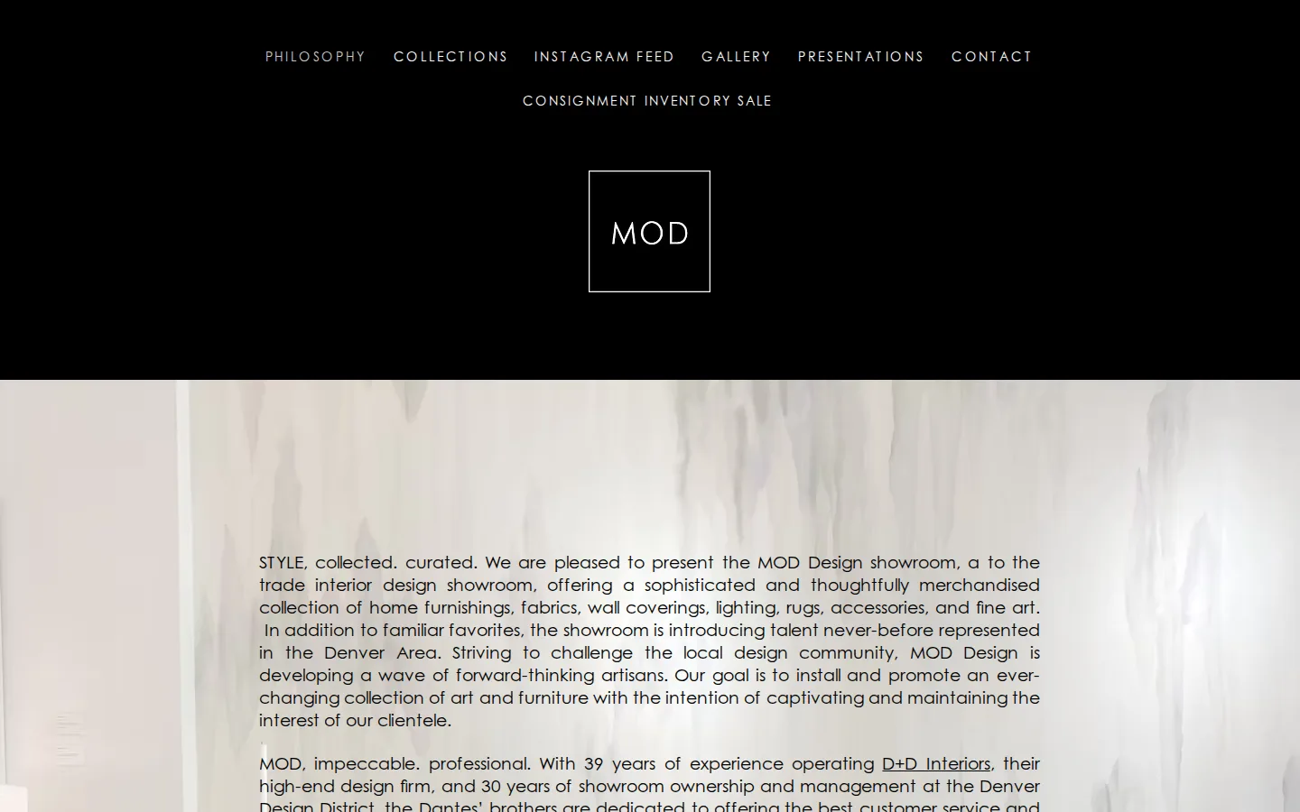 Captured website of MOD Design