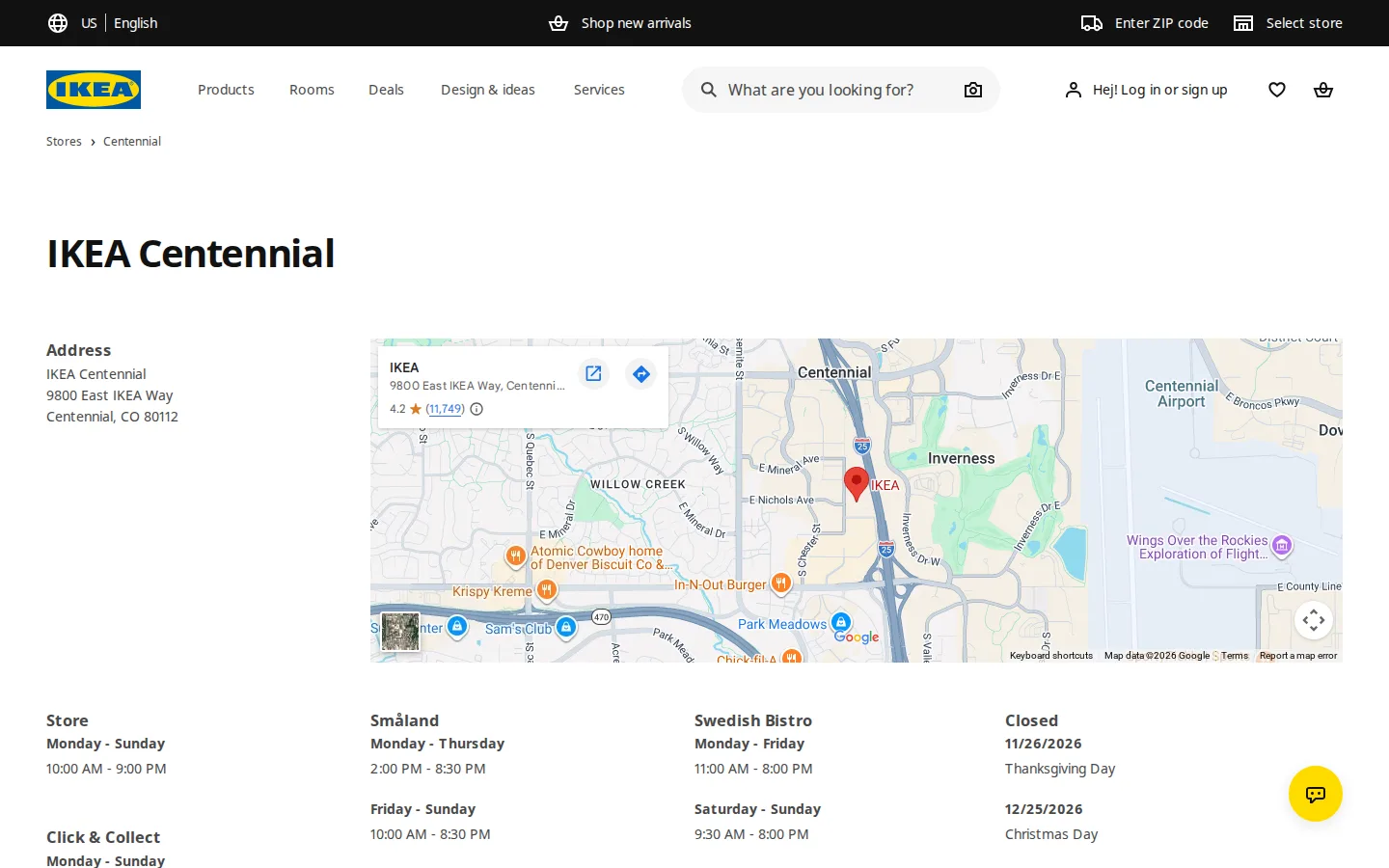 Captured website of IKEA