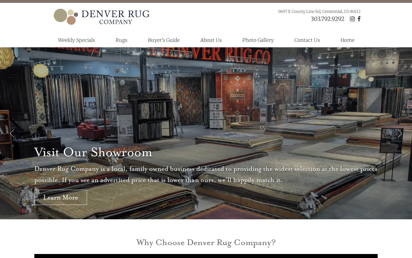 Captured website of Denver Rug Company