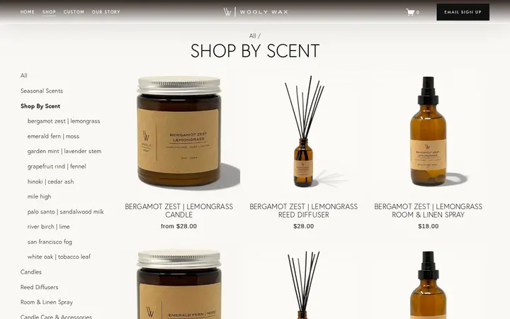 /shop/shop-by-scent — Wooly Wax Candles