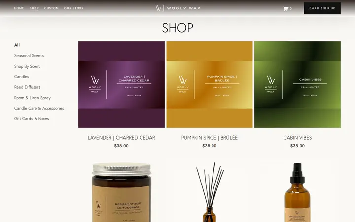 /shop — Wooly Wax Candles