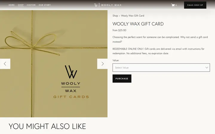 /shop/p/wooly-wax-gift-card — Wooly Wax Candles