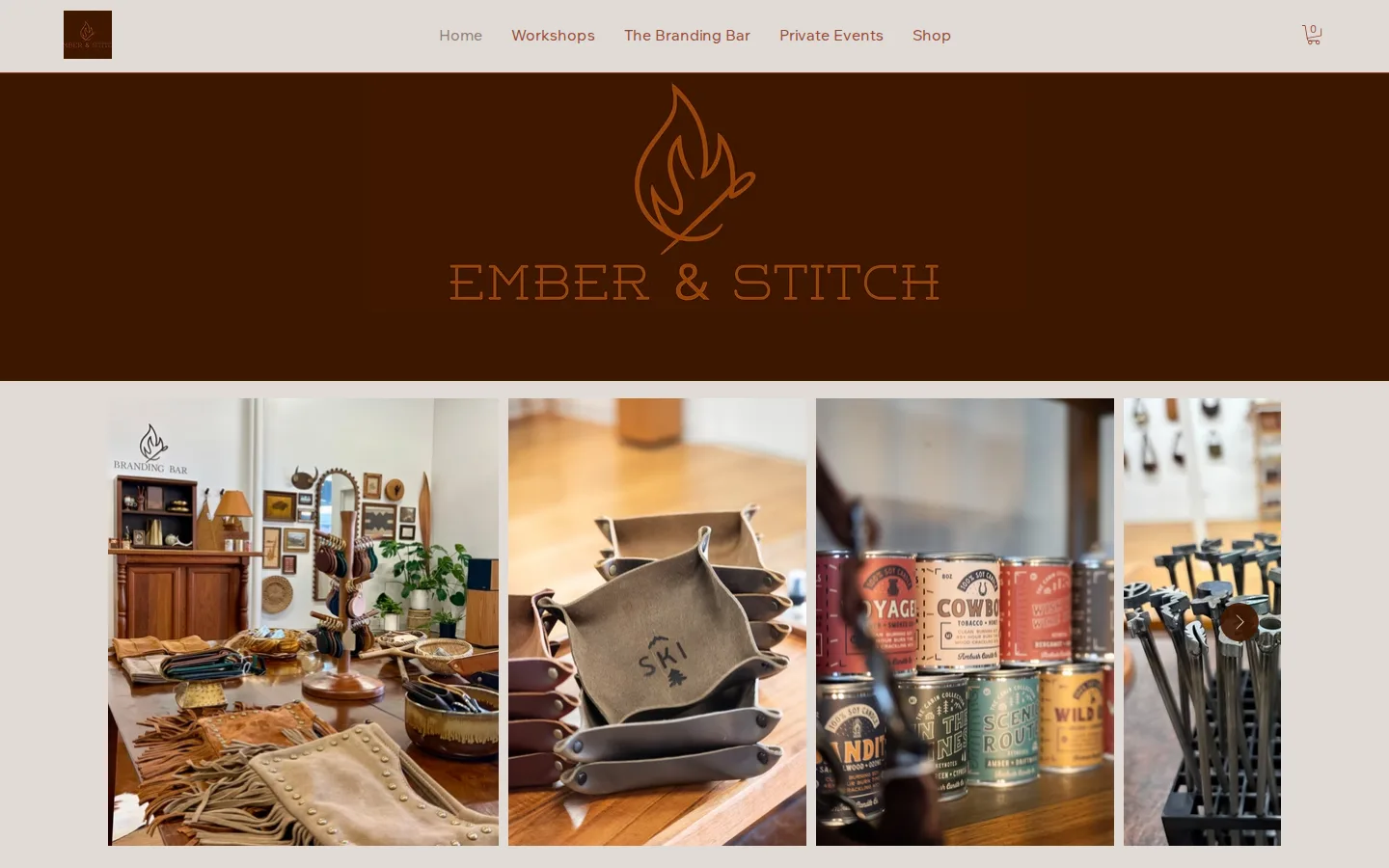 Captured website of Ember & Stitch
