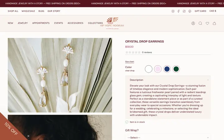 /collections/bridal-collection/products/crystal-drop-earrings — hip hope hoorah
