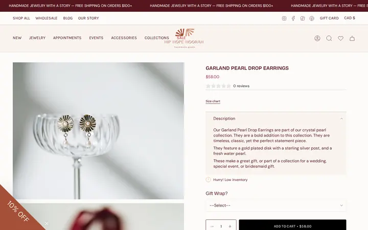 /collections/bridal-collection/products/garland-pearl-drop-earrings — hip hope hoorah
