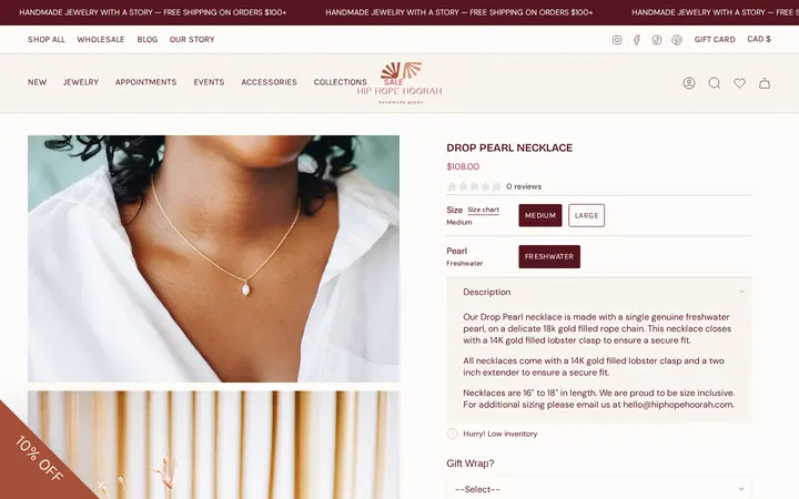 /collections/bridal-collection/products/drop-pearl-necklace — hip hope hoorah