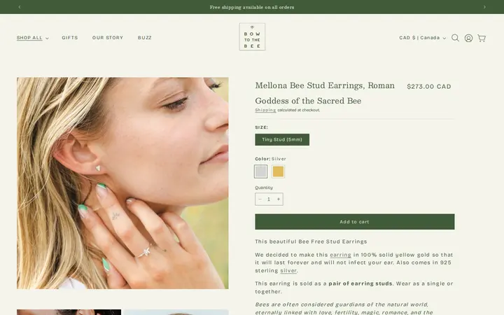 /products/bee-stud — Bow to the Bee Luxury Jewelry