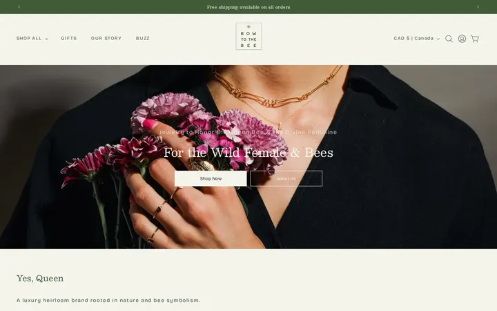 Website of Bow to the Bee Luxury Jewelry