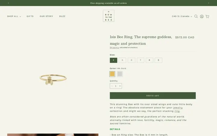 /products/mini-bee-ring-1 — Bow to the Bee Luxury Jewelry