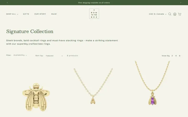 /collections/bee-jewelry-1 — Bow to the Bee Luxury Jewelry