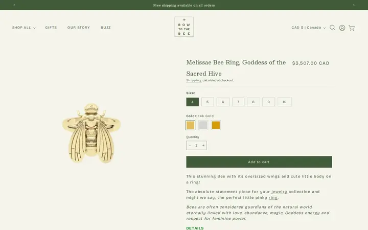 /products/big-gold-bee-ring — Bow to the Bee Luxury Jewelry