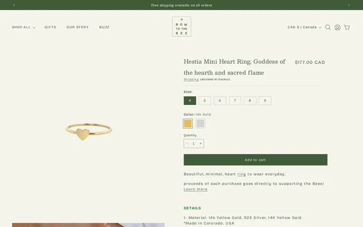 /products/mini-heart-ring — Bow to the Bee Luxury Jewelry