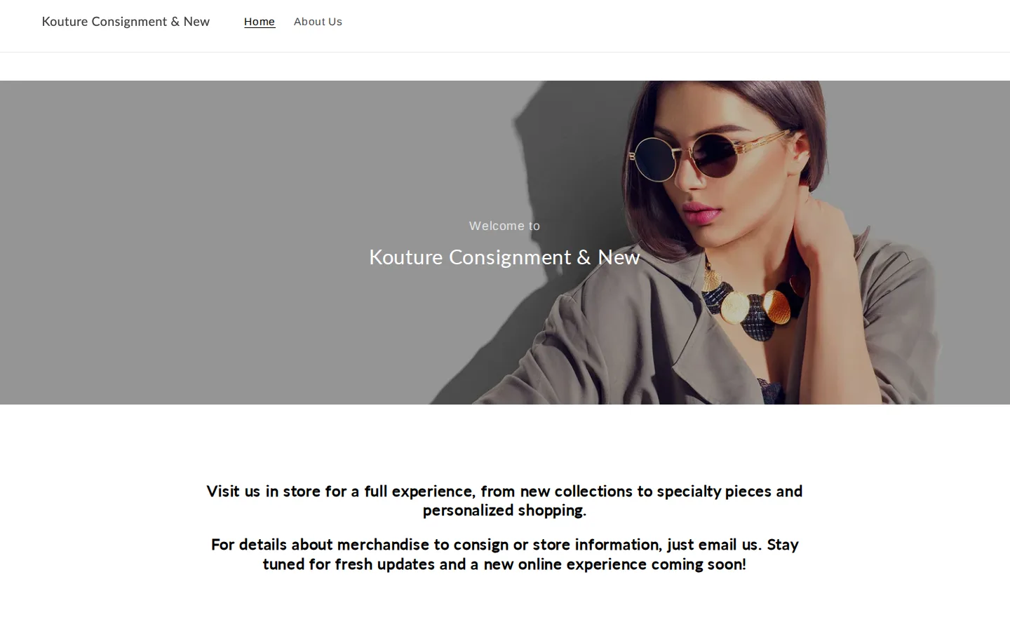 Captured website of Kouture Consignment