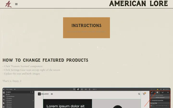 /template/instructions — American Lore