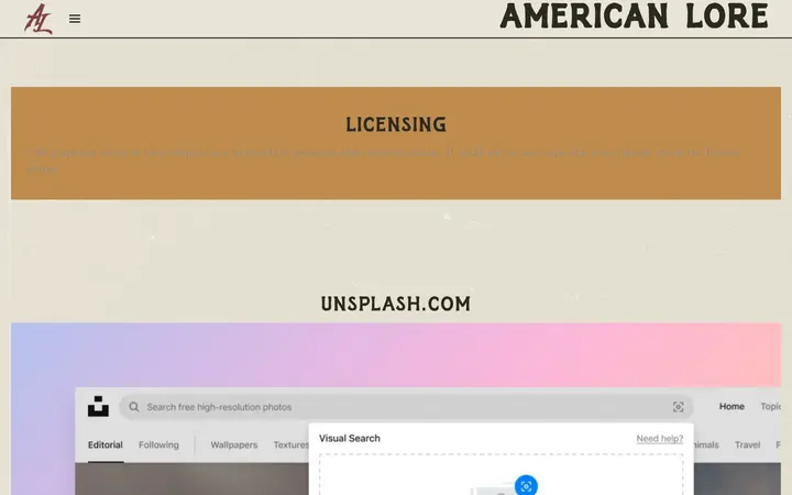 /template/licensing — American Lore