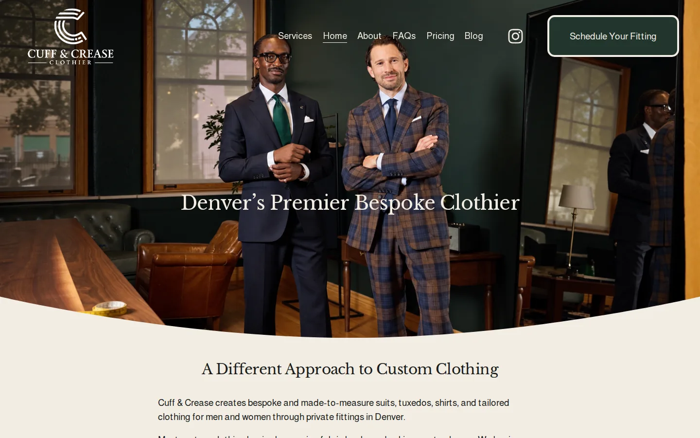Captured website of Cuff & Crease