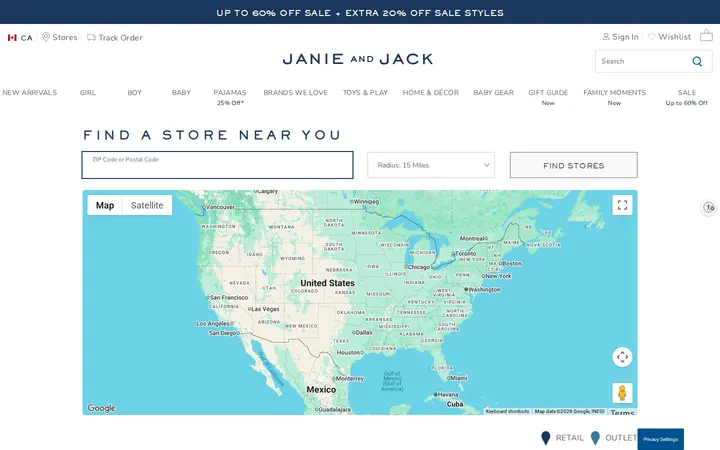 Website of Janie and Jack Outlet